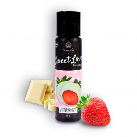 GEL LUBRIFICANTE COM SABOR A MORANGO E CHOCOLATE BRANCO SWEET LOVE SECRET PLAY 60ML