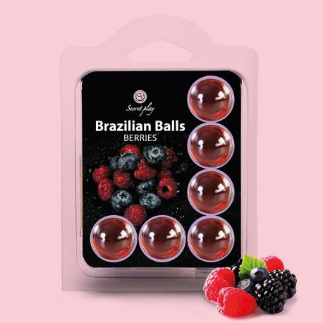 BOLAS LUBRIFICANTES BEIJÁVEIS BRAZILIAN BALLS SABOR A FRUTOS DO BOSQUE 6 x 4GR