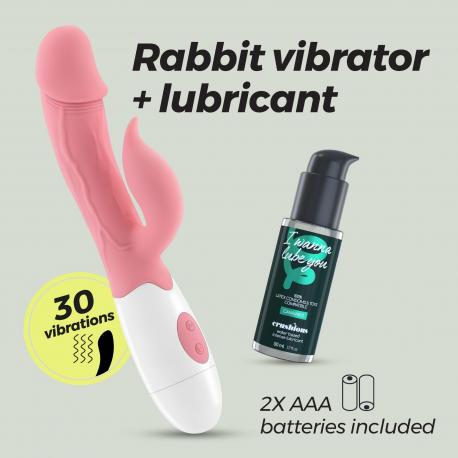 VIBRADOR COM ESTIMULADOR DE CLITÓRIS MOCHI ROSA E LUBRIFICANTE À BASE DE ÁGUA INCLUÍDO CRUSHIOUS